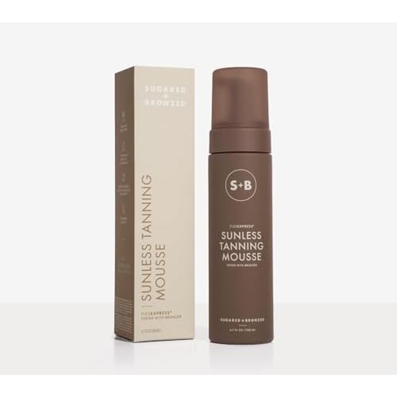 SUGARED + BRONZED Sunless Tanning Mousse ? FlexExpress¢ç Formula, Self-Tanner for Body, Lightweight & Non-Greasy, Natural Glow, Paraben Free, Long-Lasting Tan, Quick-Dry, Suits All Skin Types (6 Fl Oz)