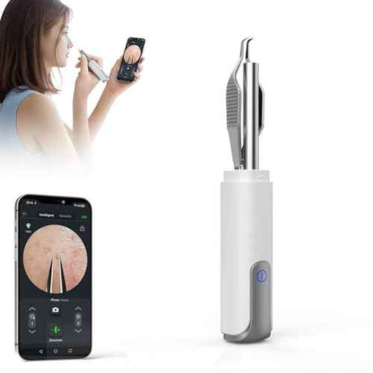 Blackhead Removal Tweezer with 1080p Camera, Ultimate Precision: Blackhead Removal with Camera - Perfect for Delicate Tasks! - - Eyebrow Tweezer, Pull White Hair (White)