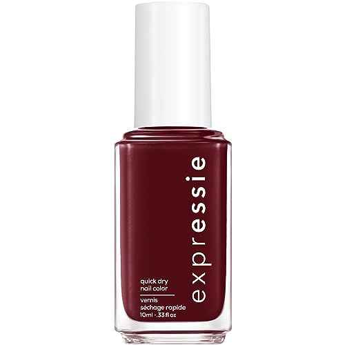 essie expressie Quick-Dry Vegan Nail Polish, Not So Low-Key, Blackened Burgundy, 0.33 Ounce
