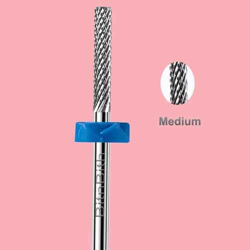 Nail Drill Bit Cuticle Professional Safety Nail Bit Tungsten Carbide Drill Bit 3/32",for Nail Prepare Nail Bed File Dead Skin Cleaning,Manicure 2-Way Rotate Nail Home Salon Supply,Medium