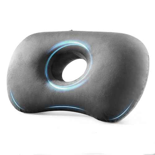 Ear Piercing Pillow for Side Sleepers, Larger Ear Hole Design for Comfortable Sleep, Adjustable Ear Pillows with Soft Washable Cover, Ideal for Ear Piercing Care and Support (Gray)