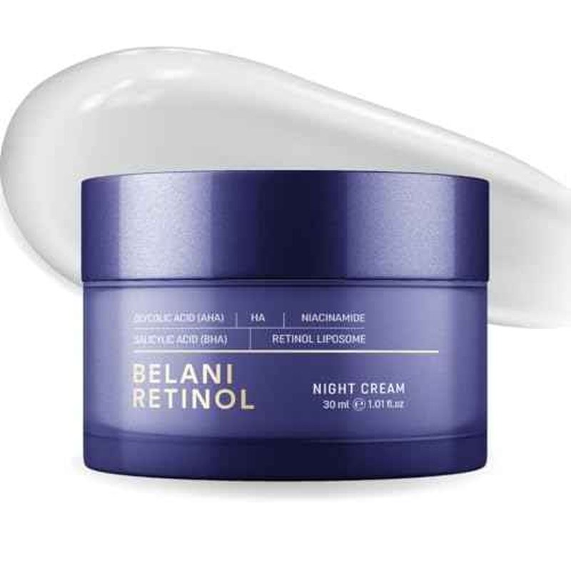 ABERA Belani Retinol Night Cream with Collagen & Hyaluronic Acid ? Anti-Wrinkle, Fine Line Smoother, Even Skin Tone, Hydrating Facial Moisturizer for Women (1.01 Fl Oz)