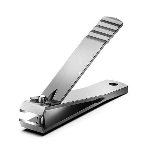 Heavy Duty Straight Blade Nail Clippers for Thick Toenails, Professional Stainless Steel Fingernail Toenail Clippers Trimmers - Thick Wide Jaw Toe Nail Clippings for Seniors, Men & Women - Silver