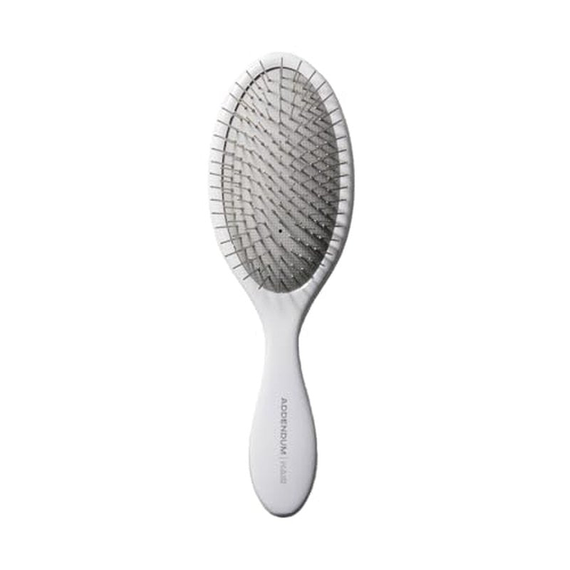 Luxury Wet Hair Brush ? Fine Stainless Steel Bristles & Ergonomic Handle by Addendum Hair ? Detangler Brush for All Hair Types ? Durable & Hygienic ? White