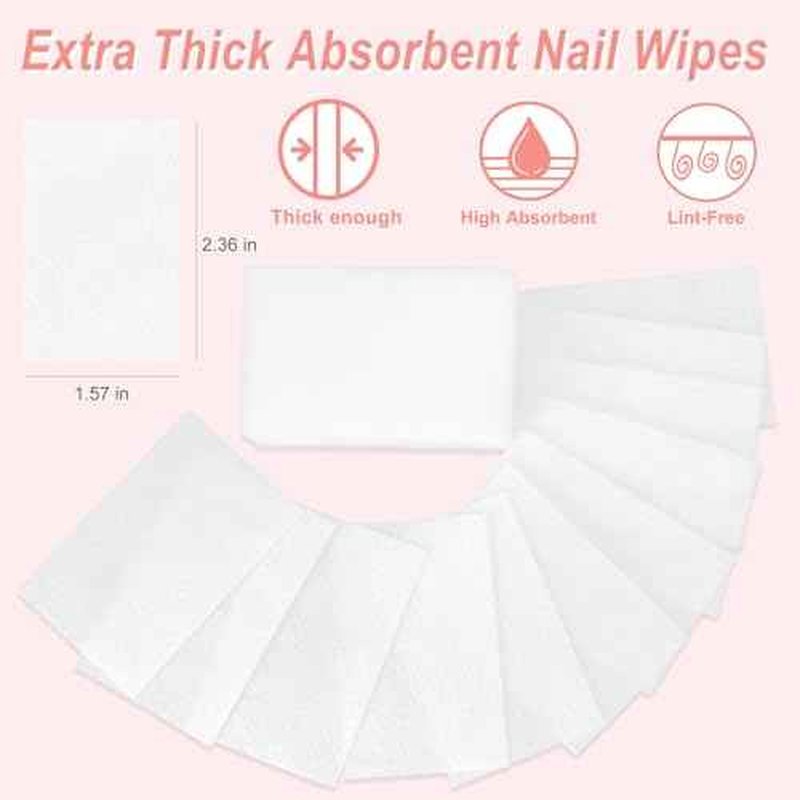 Eyxformula 270 Pcs Lint Free Nail Wipes - Thick and Absorbent Gel Polish Removal Cotton Pads Nail Supplies for Home & Salon Manicure