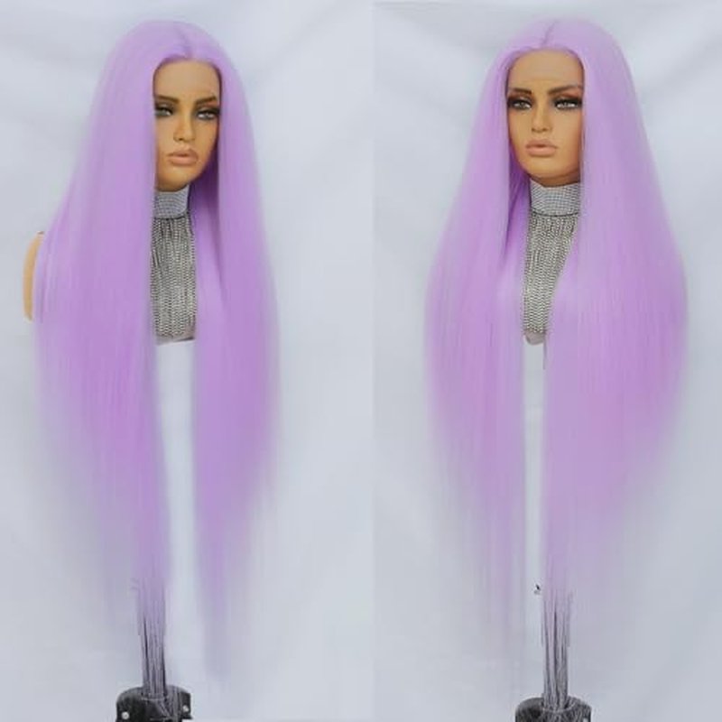 Felek 40 Inch Purple Straight 13x6 Lace Front Wigs Super Long Synthetic Pre-plucked Lace Wigs Wear and Go Glueless HD Lace Frontal Wig For Fashion Women/Girls (13x6 Lace Purple)