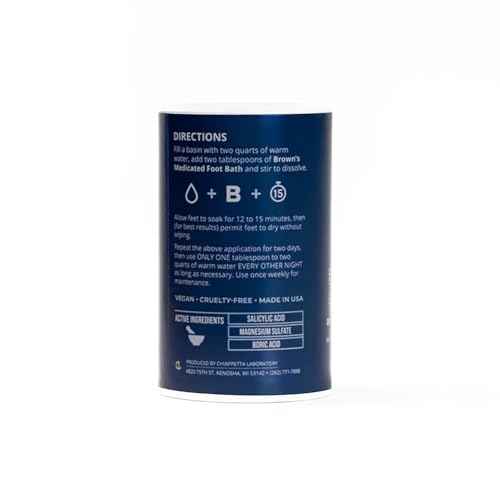 Brown's Original Medicated Foot Bath Soothing Relief for Corns, Calluses, Bunions & Odor ? Exfoliating Foot Soak for Dry, Soft Feet (8oz)