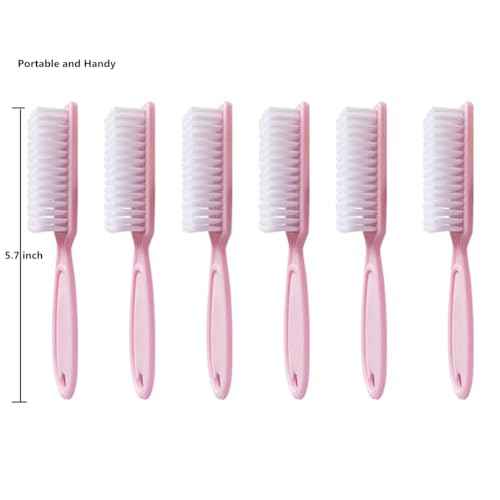 6 Pcs Nail Brush for Cleaning Fingernails, Handle Grip Cleaning Brush for Nail and Toenail, Nail Dust Brush Manicure Pedicure Tools Scrubbing Brush, Pink