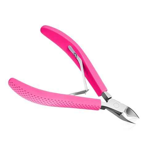 Fine Edge Cuticle Trimmer & Nippers, Scissor, Nail Clippers Silicone Handle Carbon Steel Nail Tools for Precise Removal, Durable Washable Cuticle Cutter & Remover (Rose-Color 1PC)