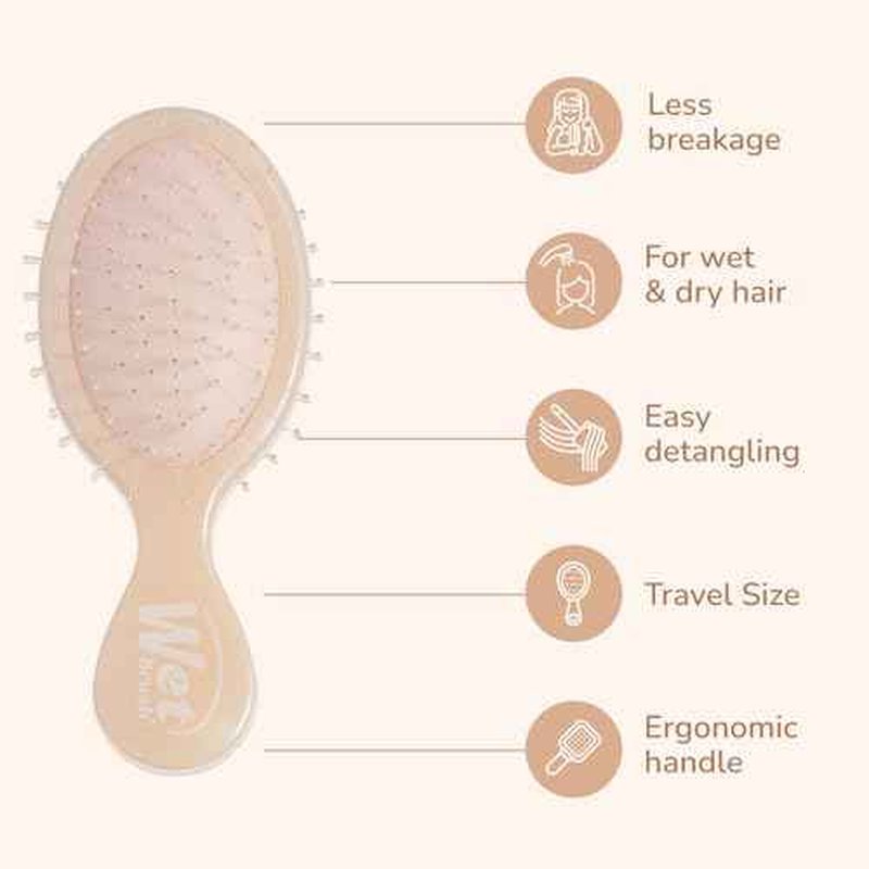 Wet Brush Mini Detangler Hair Brush, Cream (Iridescence Icon), Detangling Travel Hairbrush, Ultra-Soft IntelliFlex Bristles Glide Through Tangles with Ease, Pain-Free, All Hair Types, Limited Edition