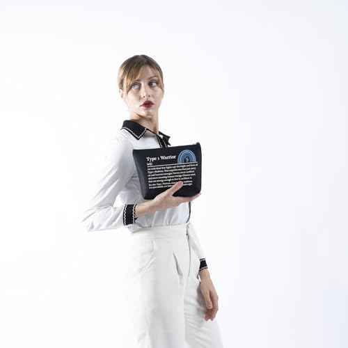 TSOTMO Diabetes Makeup Bag - Cosmetic Bag - Black - Travel, Makeup, Toiletry, Gift - Diabetes Warrior Supply Kit Gift (BLK- Type 1 Warrior)