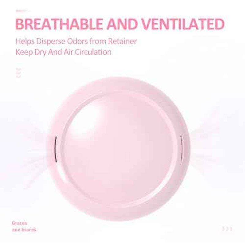 Retainer Case Slim Aligner Case with Vent Holes Removable Inner Tray Silicone for Easy Cleaning, Retainer Removal Tool and Brush (Opaque Pink)