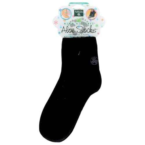 Earth Therapeutics Aloe Vera Socks ? Infused with Natural Aloe Vera & Vitamin E ? Helps Dry Feet, Cracked Heels, Calluses, Rough Skin, Dead Skin - Use with Your Favorite Lotions - Black