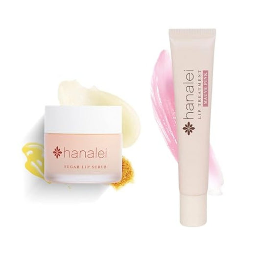 Hanalei Sugar Lip Scrub & Treatment Bundle - Raw Cane Sugar & Kukui Nut Oil | Mauve Pink