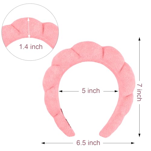 Canitor 4 PCS Spa Headband - Pink Skincare Makeup Face Wash Skin Care Make Up Cute Preppy Teen Girl Gifts Trendy Stuff Aesthetic Bachelorette Party Favors Valentines Day Christmas