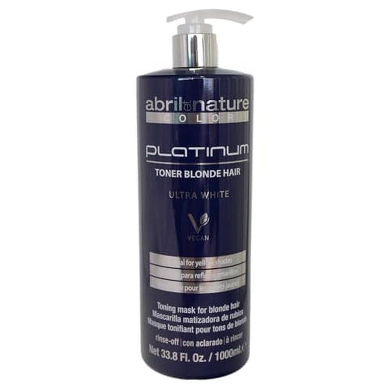 abril et nature - Platinum Professional Mask - For Blonde, Bleached, Highlighted, and/or Gray Hair - Violet Toner - Goodbye Yellow Tones - Platinum Appearance - 1000 ml