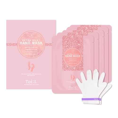 Extra Silky Hand Mask 5 Pairs, Korean Moisturizing Gloves for Dry Hands with White Truffle, Green Caviar & Peptides, Repairing Hand Care Treatment for Aging, Cracked, and Dry Skin, Stocking Stuffer