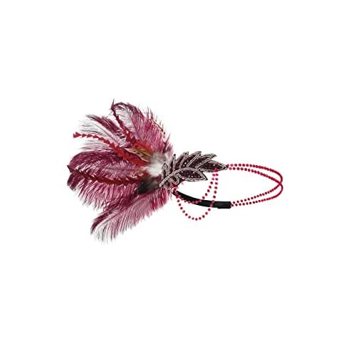 BABEYOND 1920s Headpiece Flapper Headband - Roaring 20's Sequined Showgirl Hair Band with Feather
