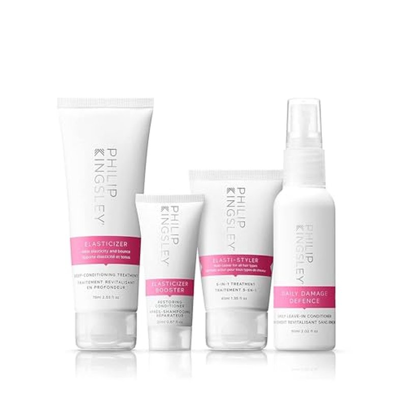 PHILIP KINGSLEY Elasticizer Deep Conditioning Treatment Hair Care Kit - Repair Hair Mask, Booster, Leave-In Conditioner Spray and Styling Cream, Adds Bounce and Shine, for Dry Damaged Hair