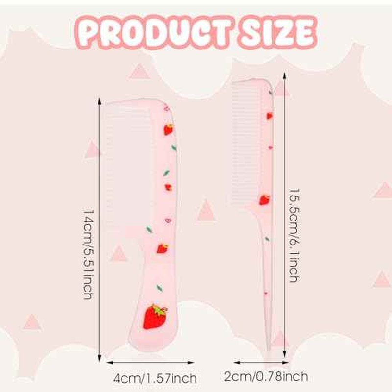 Baby Comb Set, Small Cute Fine Tooth Toddler Comb & Rat Tail Baby Comb for Styling, Pink Baby Hair Comb Plastic Parting Combs, Anti-Static Mini Hairdressing Comb for Baby Girl Wet Dry Hair (2Pcs)