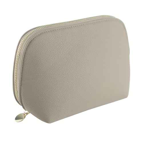 Small Travel Cosmetic Bag Portable Makeup Bag PU Leather Makeup Pouch for Women (PU leather, Misty gray)