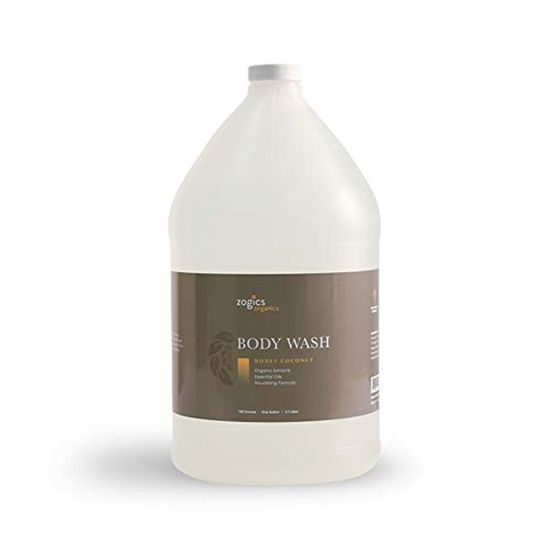 Zogics Organics Body Wash ? Moisturizing Body Wash for Men and Women, Plant-Based Formula Made with Essential Oils, Great as Body Wash Refill in Facilities, Honey Coconut Scent (1 Gallon)