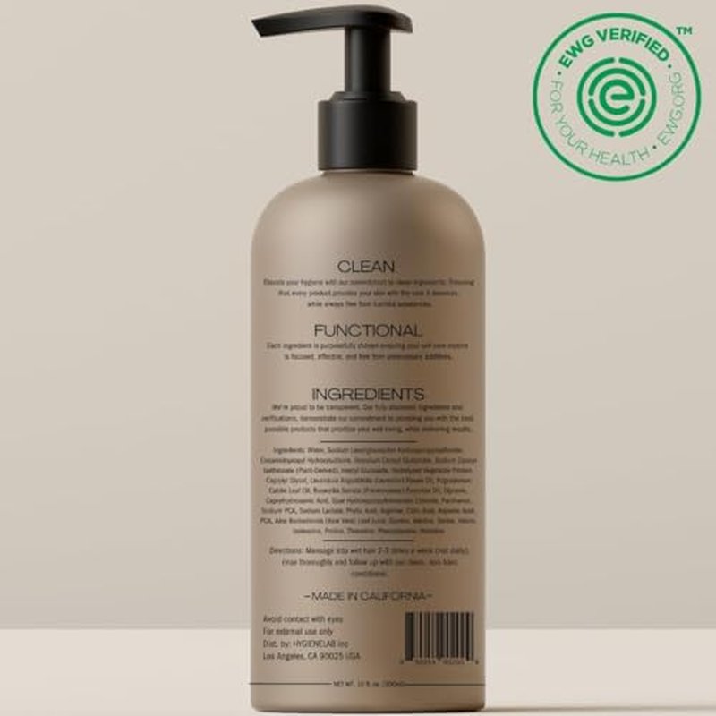 HygieneLab Shampoo - EWG Verified Non-Toxic Formula, Fragrance-Free & Paraben-Free, Gentle Cleanse for All Hair Types, Premium Quality(16.9 fl oz)