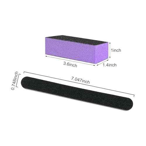 Nail File and Buffer Block, Professional Manicure Tools Kits, 100/180 Grit, Black Nail Pedicure File and Sanding Buffing Grinding Plisher File