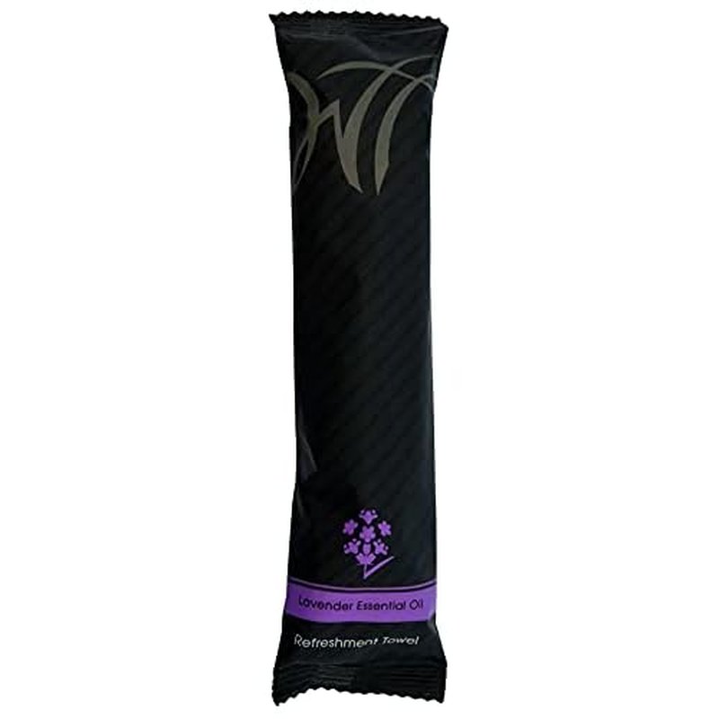 White Towel Services 9" x 9" inch Moist Cotton Towel Individually Wrapped - Scent (Case of 50) *(Lavender)