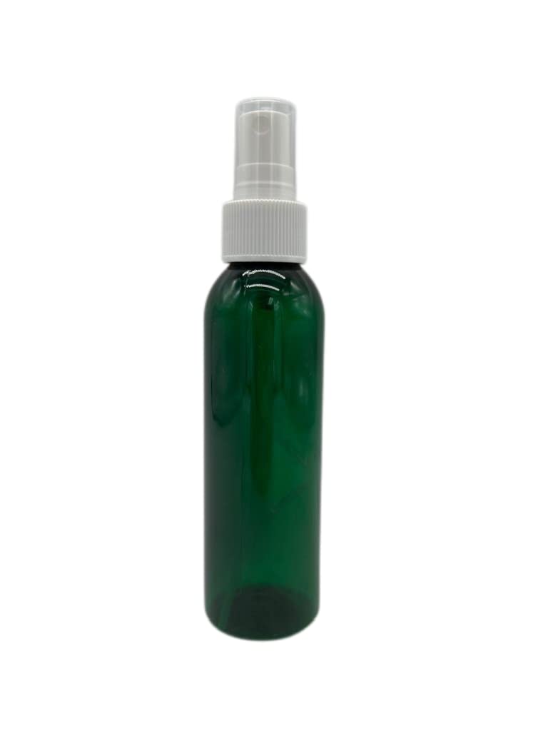 Natural Farms 4 oz Green Cosmo Plastic Bottles - 12 Pack Empty Bottle Refillable - BPA Free - Essential Oils - Aromatherapy | White Ribbed Fine Mist Pump Spray Caps- Made in the USA