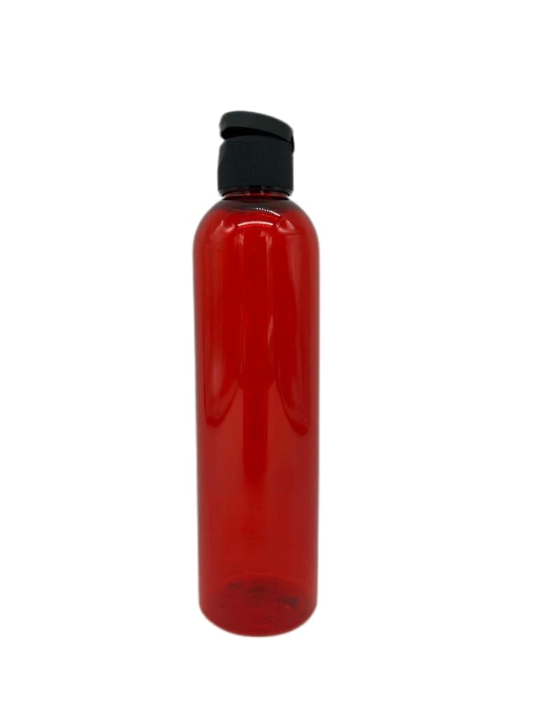Natural Farms 8 oz Red Cosmo Plastic Bottles -12 Pack Empty Bottle Refillable - BPA Free - Essential Oils - Aromatherapy | Black Flip Top Snap Cap - Made in the USA