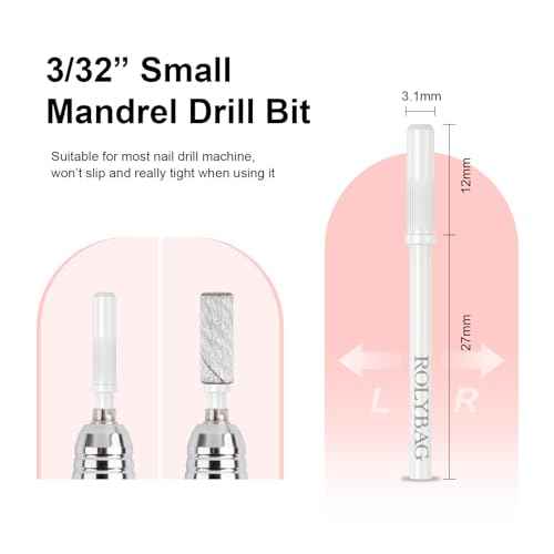 Rolybag 100pcs Small Sanding Bands Nail Drill Bits 240 Extreme Fine Grit Sanding Bands with 3.1mm Mandrel Bits for Acrylic Nails Professional Manicures and Pedicure,Zebra