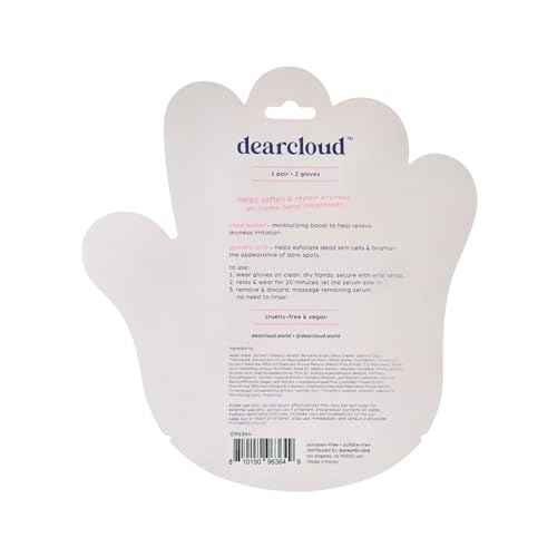 dearcloud Deep Moisture Hand Mask ? Glycolic Acid & Shea Butter ? Hand Mask for Dry Cracked Hands ? Peach Honeysuckle (1 Pair / 2 Gloves)