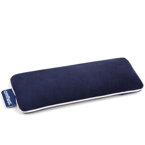 Unscented Weighted Eye Pillow - Soft Plush Removable Cover, Moist Heat & Cold Therapy, Natural Aromatherapy Eye Compress Pillow for Relaxation, Yoga, Meditation, and Sleep, Navy Blue