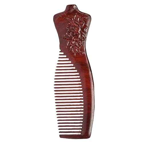 Handmade Swood Hair Comb,Anti Static Natural Hair Detangler for Men Women Kids, No Snag Wooden Hair Comb Without Handle (Fine Teeth flower hand drawing with box)