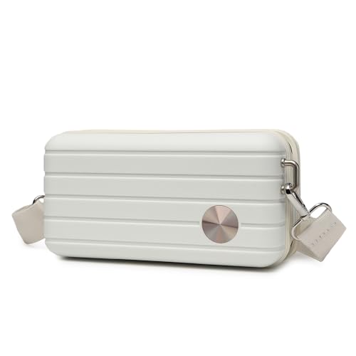 Somago Hard Shell Suitcase Handbag with Adjustable Strap Mini Cosmetic Handbag Cell Phone Purse Bag for 6.9" Shoulder Bag(Creamy White)