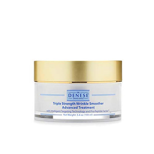 Dr. Denese SkinScience Triple Strength Wrinkle Smoother Advanced Treatment Combines Natural Extracts with Enhanced Peptide Technology To Tighten & Firm Skin - Paraben-Free, Cruelty-Free - 3.4oz
