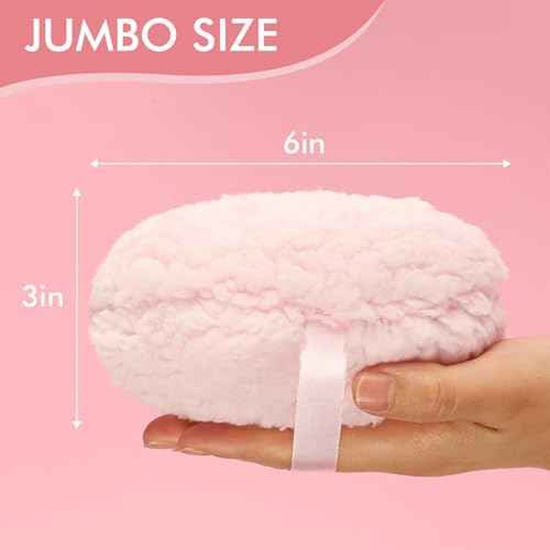 WSYUB Powder Puff, 6" Body Powder Puff, Powder Puff for Body, Body Powder Puffs and Container, Fluffy Soft Large,Pink