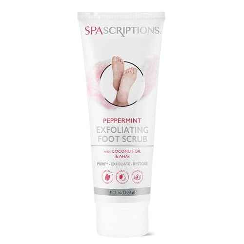SpaScriptions Peppermint Exfoliating Foot Scrub with Peppermint, Coconut Oil, Alpha Hydroxy Acids (AHAs), Exfoliates, Purify, and Restores (10.5 oz)
