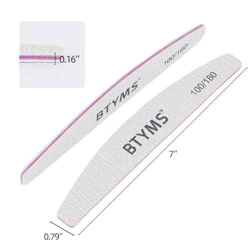BTYMS 25Pcs 100/180 Grit Nail File and Buffer Professional Double-Sided Emery Boards for Acrylic, Gel & Natural Nails