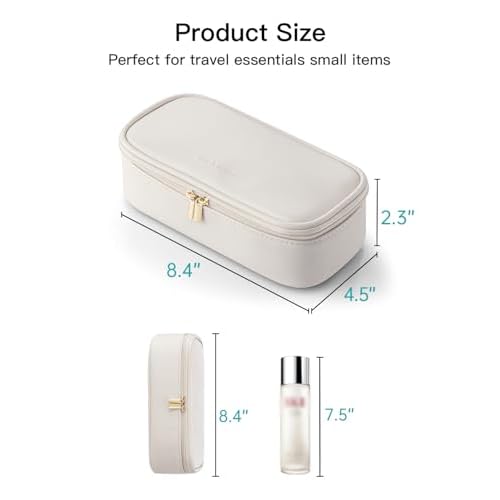 Vlando Travel Makeup Bag,Small Makeup Pouch Cosmetic Bag for Women Makeup Organizer Bag Gifts for Women Girlfriend Teacher Mom Brithday Gifts-White