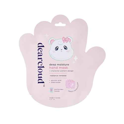 dearcloud Deep Moisture Hand Mask ? Glycolic Acid & Shea Butter ? Hand Mask for Dry Cracked Hands ? Peach Honeysuckle (1 Pair / 2 Gloves)
