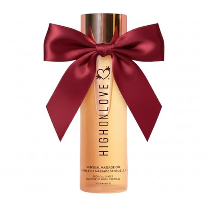 HIGHONLOVE Natural Body Oil with Hemp Seed, Grape Seed, & Vitamin E Oil - Moisturizing Body Glow with a Non-Greasy, Glowy Finish by High On Love (120 ml) (Tropical Sunset)