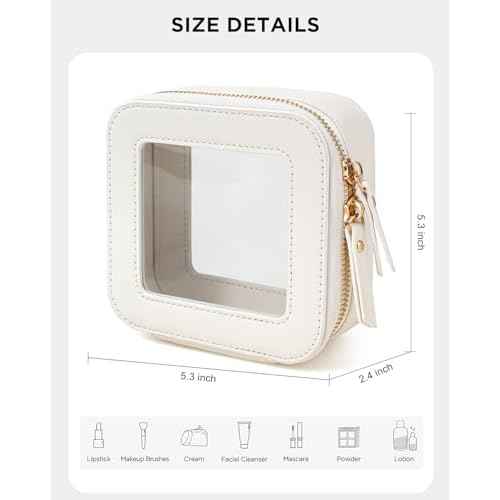 LETGO Clear Makeup Bags Small, Small Clear Makeup Bag for Purse,Mini Makeup Pouch Purse Organizer Fit Carry-on Travel Essentials,Cute Cosmetic Bags for Car Accessories for Women (Mini-White)