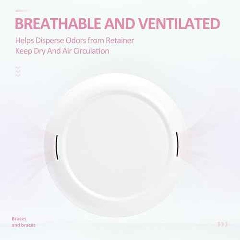 Retainer Case Slim Aligner Case with Vent Holes Removable Inner Tray Silicone for Easy Cleaning (White Pink)