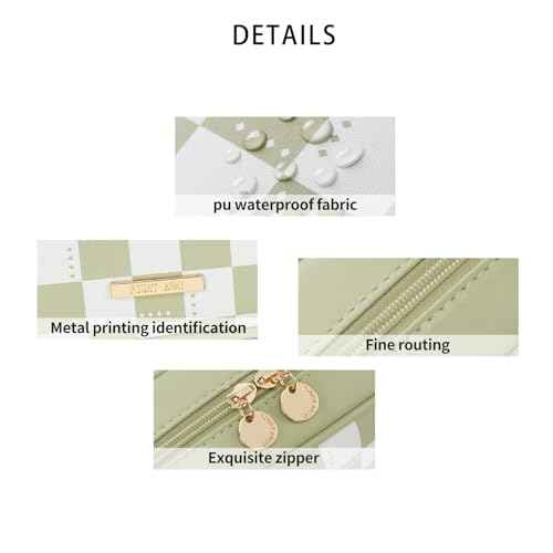 RIGHT AWAY Checkered Makeup Bag for Purse,Small Cosmetic Bag Organizer for Women, Travel Make Up Pouch Waterproof Toiletry Bag Cute Makeup Case for Travel Accessories(Green Checkerboard)