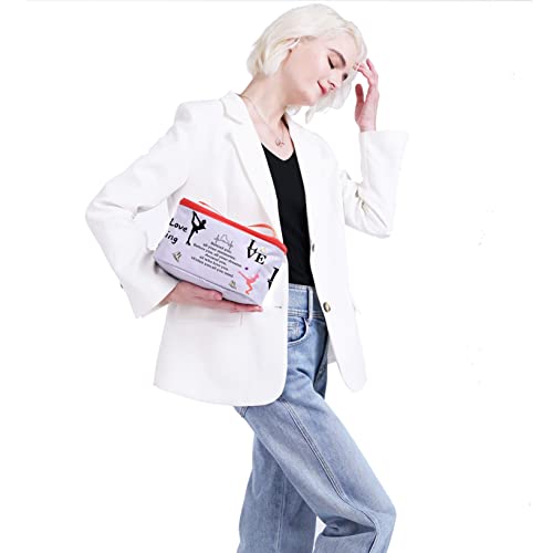 PXTIDY Ice Skating Gifts Skating Cosmetic Organizer Bag Live Love Figure Skating Gifts Makeup Case Skate Lover Gift for Women Skating Team Gift(-LT)