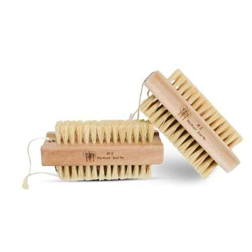Bamboo Nail Brush (2 Pack), Natural Wooden Double-Sided Scrub Brush with Firm Sisal Bristles, Perfect for Fingernails & Toenails, Eco-Friendly Nail Cleaner for Bathroom & Travel, Durable & Easy to Use