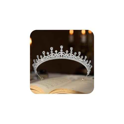 SWEETV Princess Tiara for Women, Crystal Wedding Tiaras for Bride, Silver Crown for Birthday Quinceanera Pageant Party Prom,Costume Hair Accessories Gift
