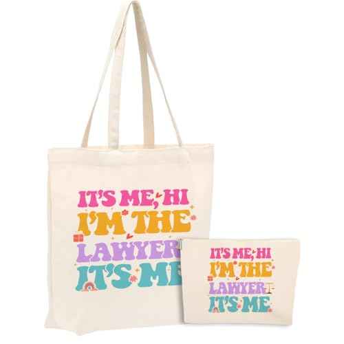 I'm the Lawyer, Lawyer Gifts, Legal Practitioner Gift£¬2PCS Makeup Cosmetic Bag Canvas Tote Bag Beach Bag for Shopping Work Office Gifts for Women Lawyer Paralegal Prosecutor Birthday Christmas